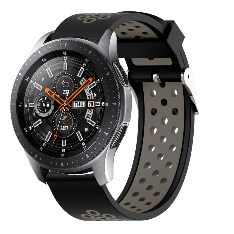 Силиконовый браслет для samsung gear S3 Classic Frontier Galaxy watch 46 мм SM-R800 часы браслет для huawei watch GT active - Цвет: black gray