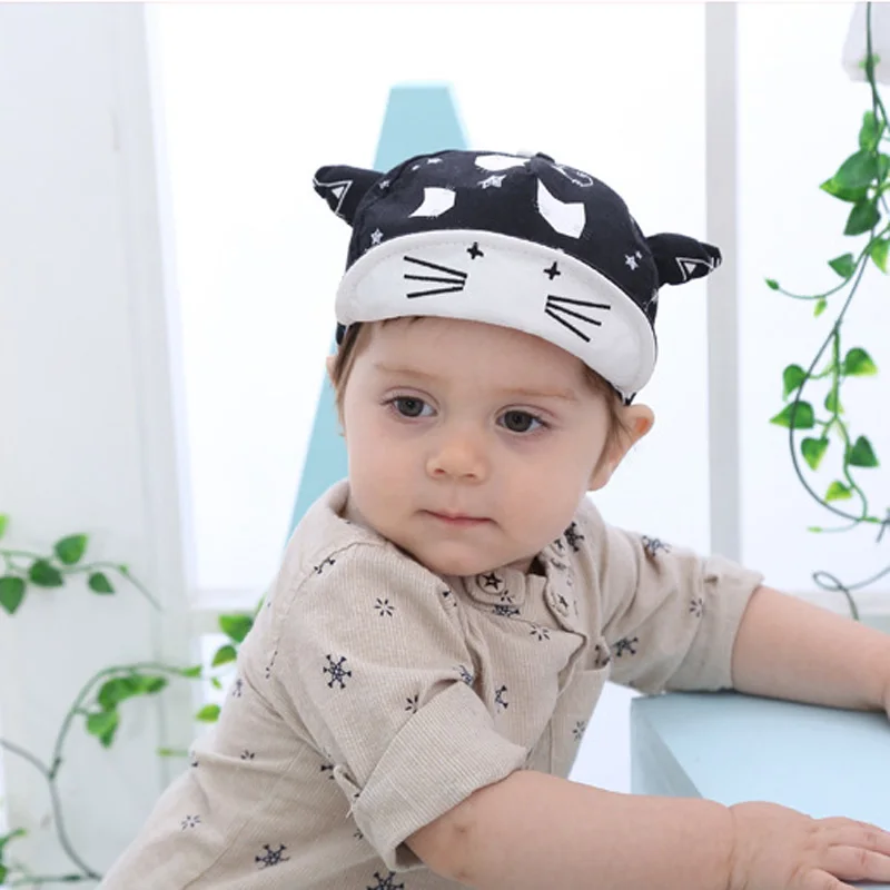 New Fashion Kid Baseball Cap Cotton Printed Infant Toddler Cartoon Ox Horn Hat Boy Girl Peaked Caps For 6-36 Months Baby | Аксессуары