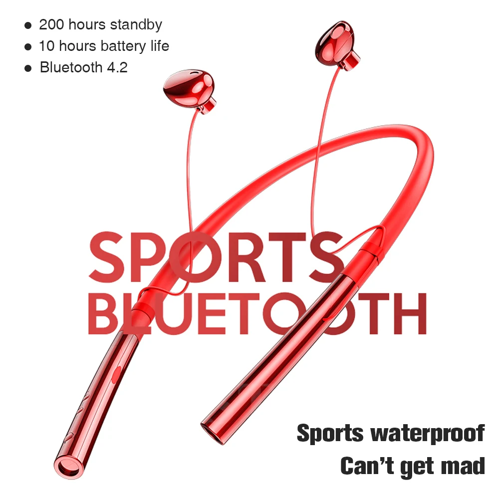 Спортивная Bluetooth-гарнитура наушники для телефона V5.0 стерео с шейным ободом