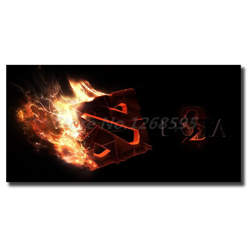 Dota 2 в огненной темноте логотип HD Холст Плакаты печать настенная живопись