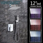 Набор для душа YANKSMART, 3 цвета, светодиодный роскошный Квадратный Дождь, 12 дюймов, распылитель для душа с 300 мм настенной трубкой, набор для душа
