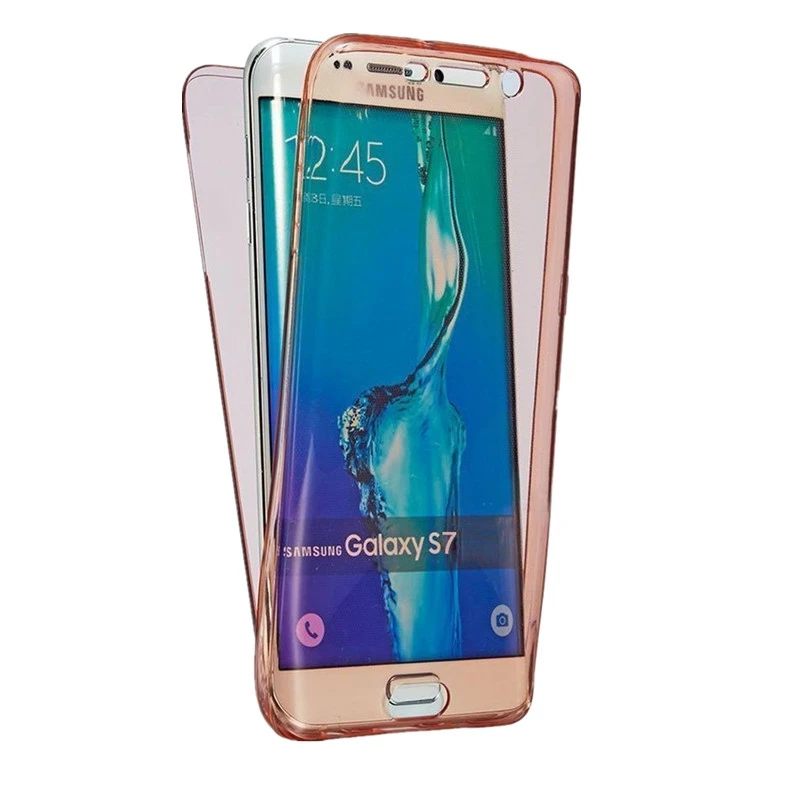Ультратонкий 360 градусов полный корпус чехол для телефона для SAMSUNG GALAXY S6 S7 edge s8 s9 Note 3 4 5 8 двусторонний мягкий гелевый ТПУ чехол прозрачный - Цвет: RoseGold