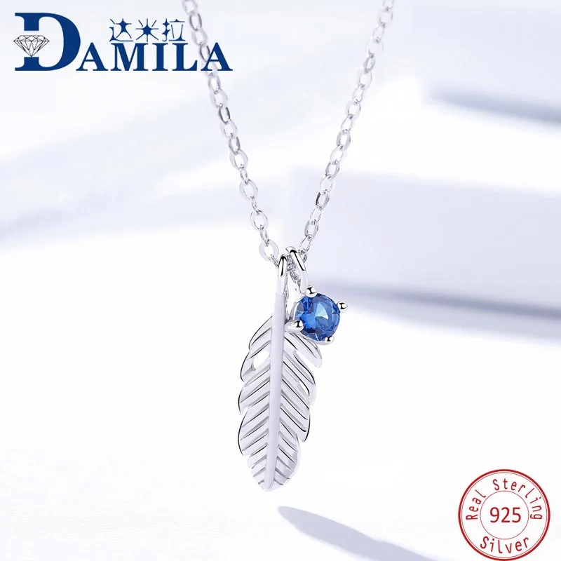 

Feather 925 Sterling Silver pendant necklace For Women Rhodium plated S925 silver choker jewelry necklaces for ladies girls