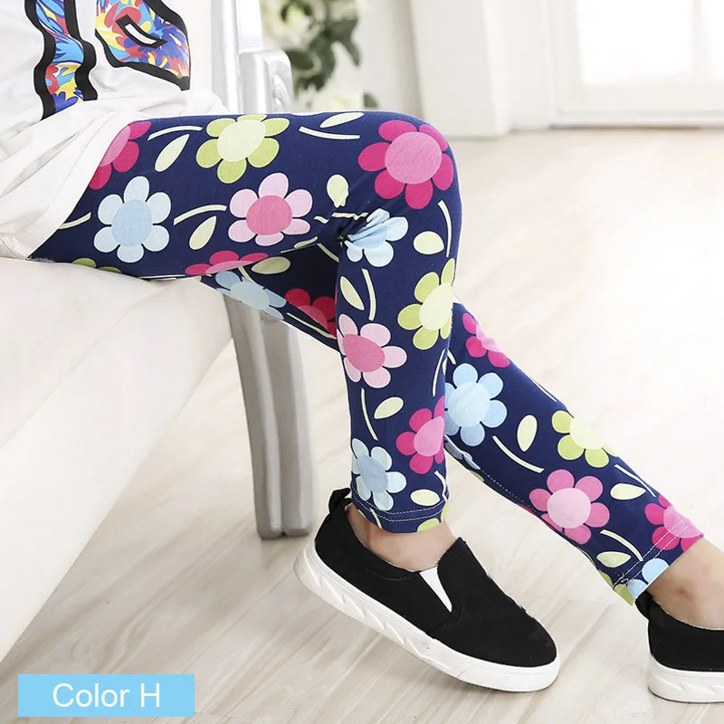 Girls Leggings H SLAIXIU/леггинсы для девочек; одежда для маленьких девочек; камуфляжные узкие брюки; Мягкие хлопковые детские брюки; детские леггинсы с цветочным принтом - Цвет: Girls Leggings H