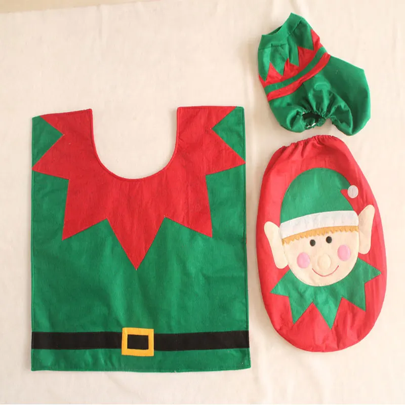 Рождественский туалетный набор для унитаза эльф из трех предметов