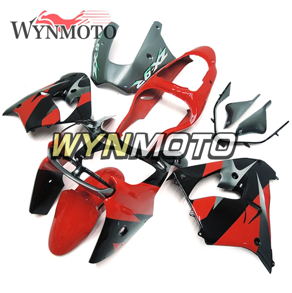 Полные черные и красные Обтекатели для Kawasaki ZX-9R ZX9R 2000-2001 00 01 год ABS пластмассовые