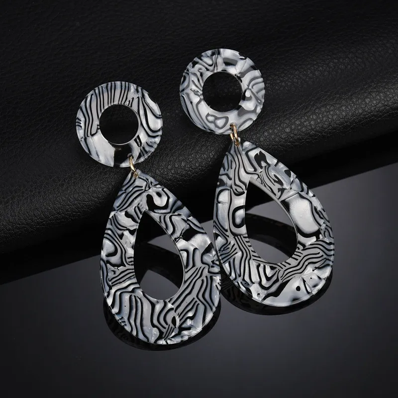 High Grade Punk Double Color Geometric Drop Water Shaped Acrylic Stud Earrings For Women Ear Jewelry Gifts | Украшения и