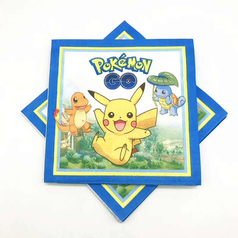 Одноразовая посуда Pokemon Go с рисунком Пикачу 81 предмет для мальчиков дня рождения
