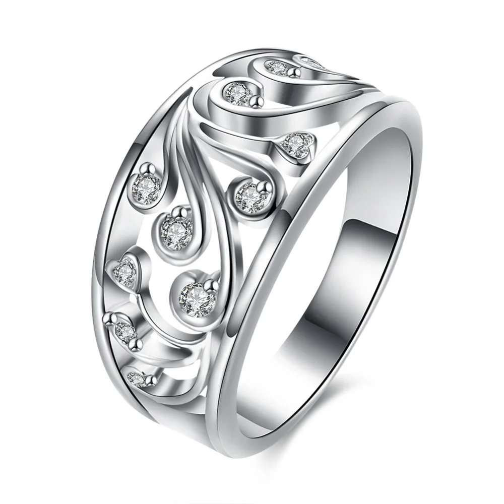Princess Cute Fashion Crystal stone Silver Ring Women lady gift Jewelry Engagement Wedding Party Austrian cute R882 | Украшения и