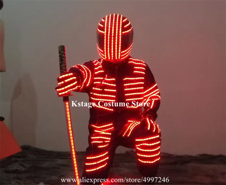 KS64 костюмы для бальных танцев светодиодные RGB свет одежда сцены наряды dj робот