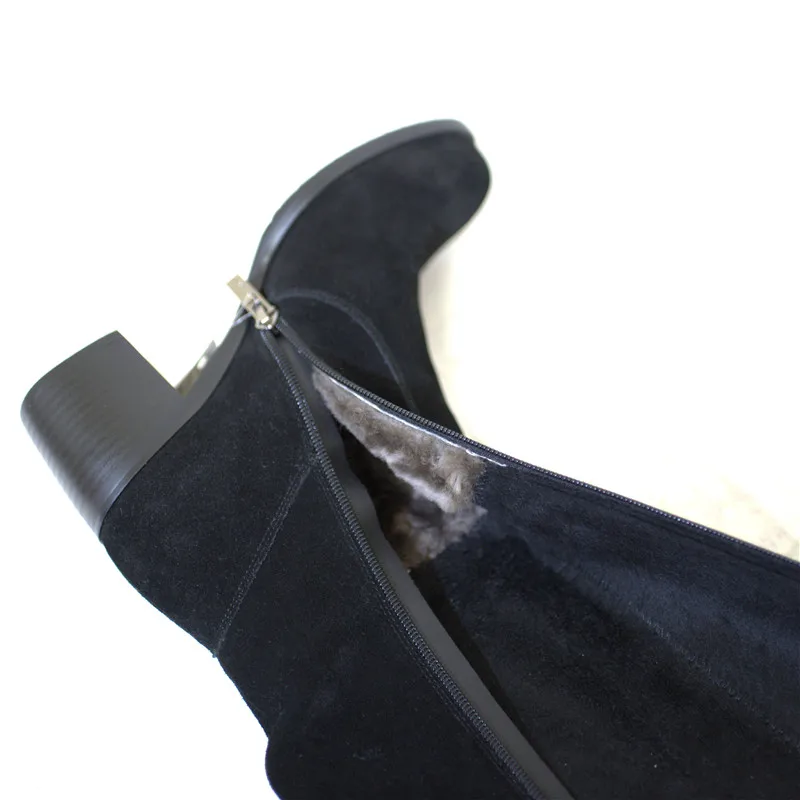 Pritivimin/женские замшевые сапоги; bottes femmes; зимняя женская обувь ручной работы; теплые сапоги выше колена с натуральным мехом для девушек; FN76