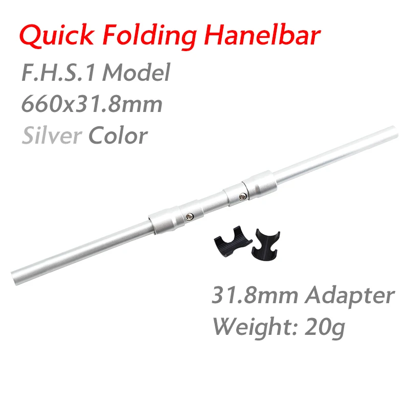 Silver 31.8x660mm 25,4, 31,8 мм, складной руль для электрического велосипеда из сплава, руль для самоката, рукоятка 560, 660 мм, MTB, плоский складной руль для велосипеда - Цвет: Silver 31.8x660mm