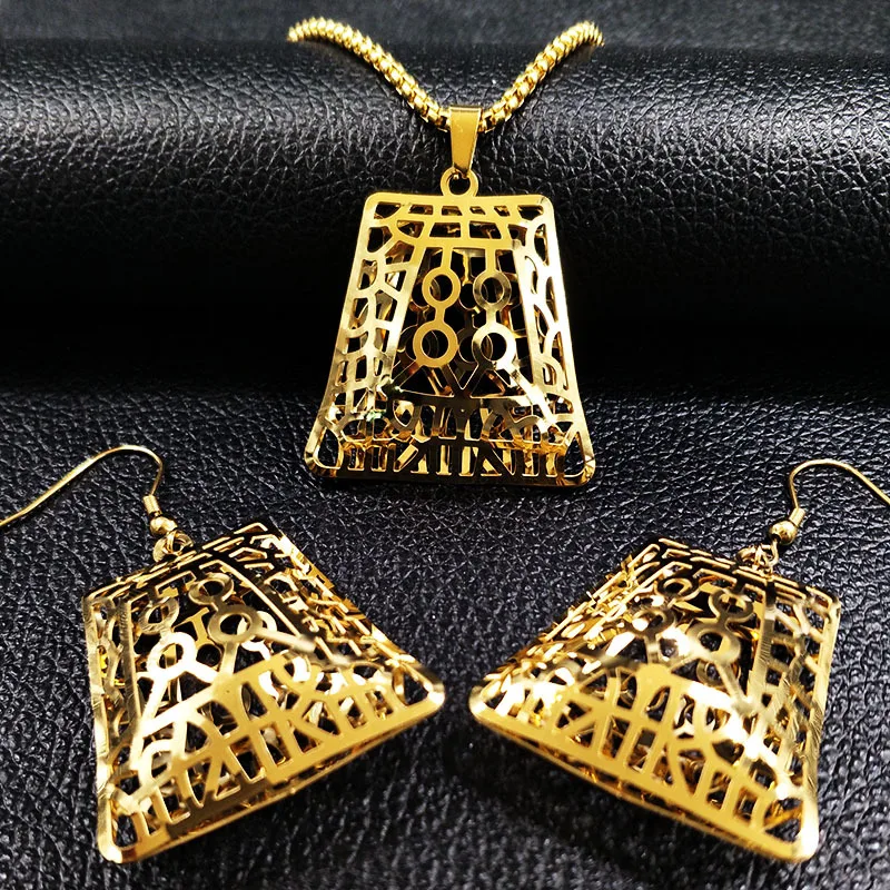 Женский комплект из колье и серёг нержавеющей стали|dubai jewelry sets|jewelry setsbijoux acier
