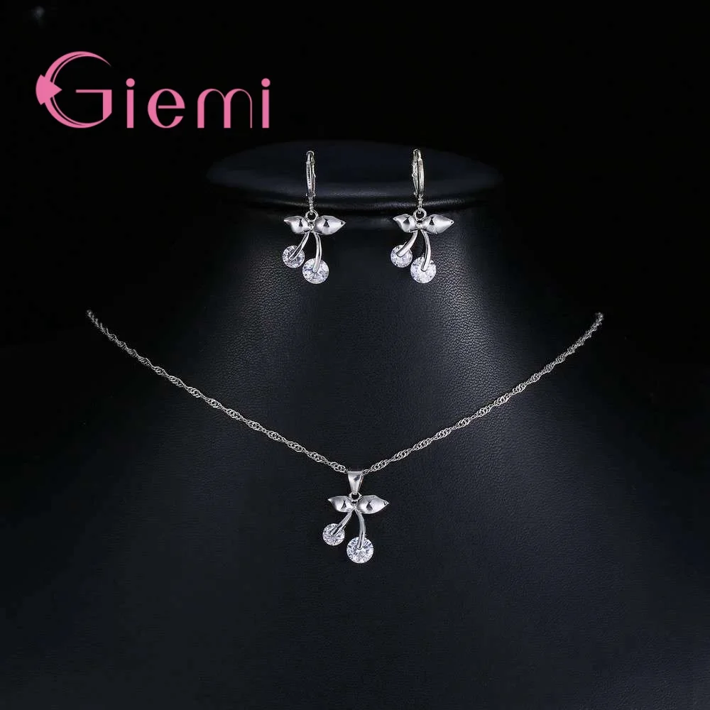 Elegant Fruit Jewelry Sets 925 Sterling Silver Austrian Crystal Necklace Earring For Woman Wedding Set Parure Bijoux Femme | Украшения и