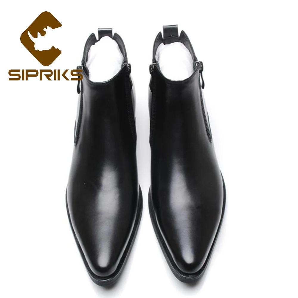 Sipriks 38 46 Коричневая Кожаная двойная молния Ковбойские сапоги мужские Черные