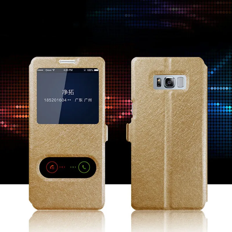 Кожаный флип-чехол для samsung galaxy S9 S8 S10 Plus Note 8 9 S7 край A5 A6 A7 A8 J8 J7 J5 J3 J4 с передним двойным чехол с окошком для экрана крышка