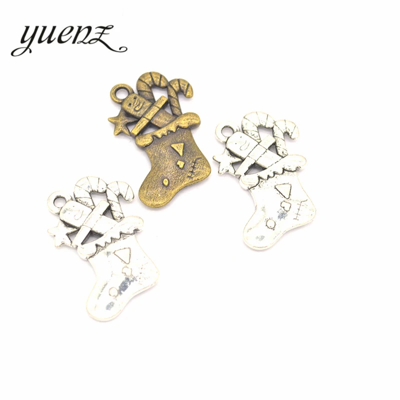 YuenZ 5 шт. античный серебряный цвет металл Рождественские Подвески для носков