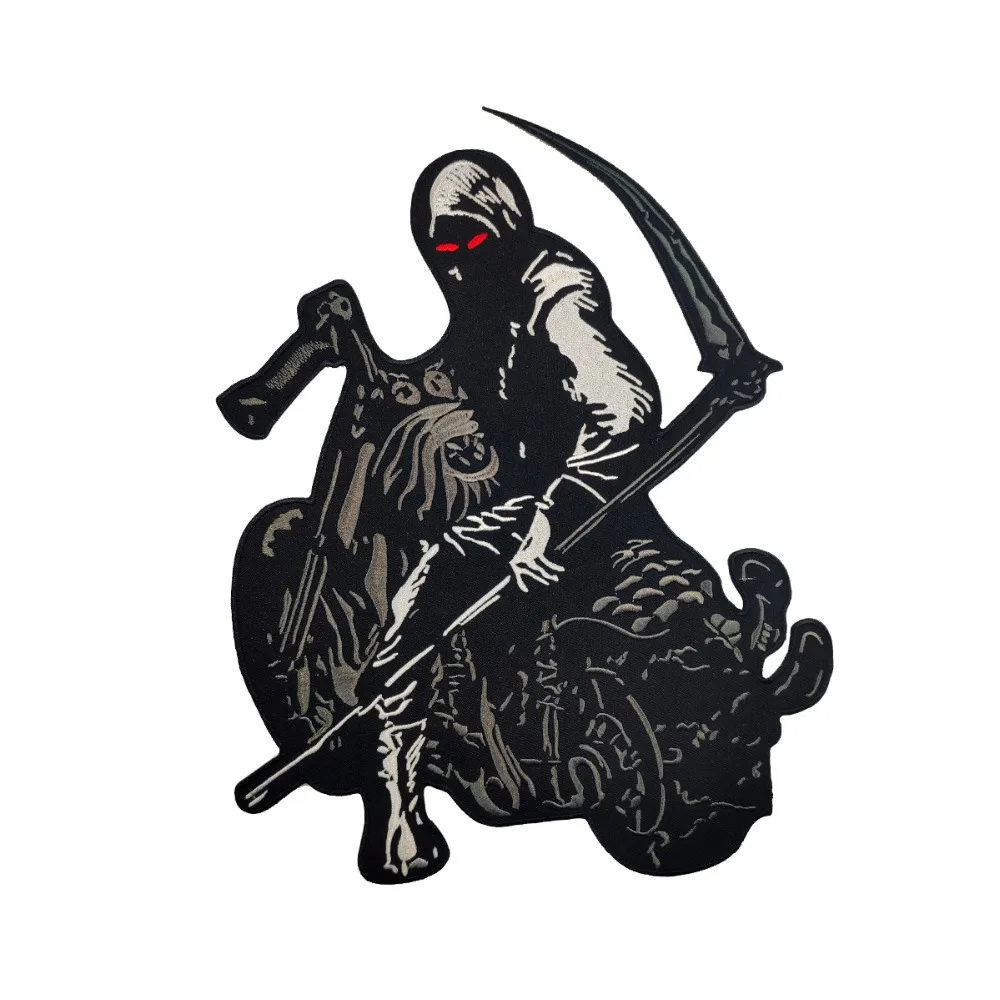 Нашивки Reaper череп смерти Байкер Мотоцикл задний патч свободный всадник куртка значок вышитые большие огромные наклейки для одежды