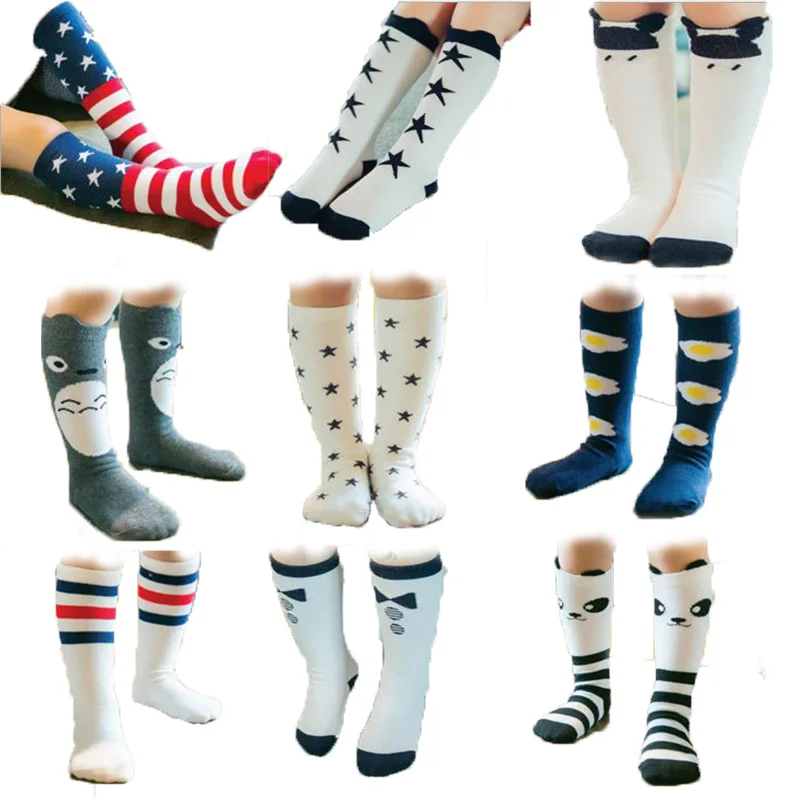 Носки унисекс высокие до колена милые Мультяшные с рисунком кота панды дораэмона