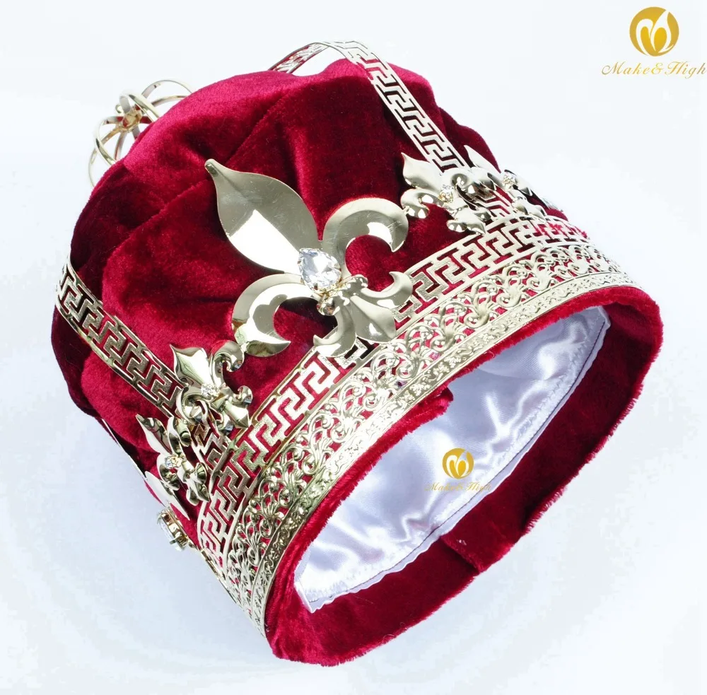 Красный бархат король диадема тиары Большой 9 &quotкороны ручной работы