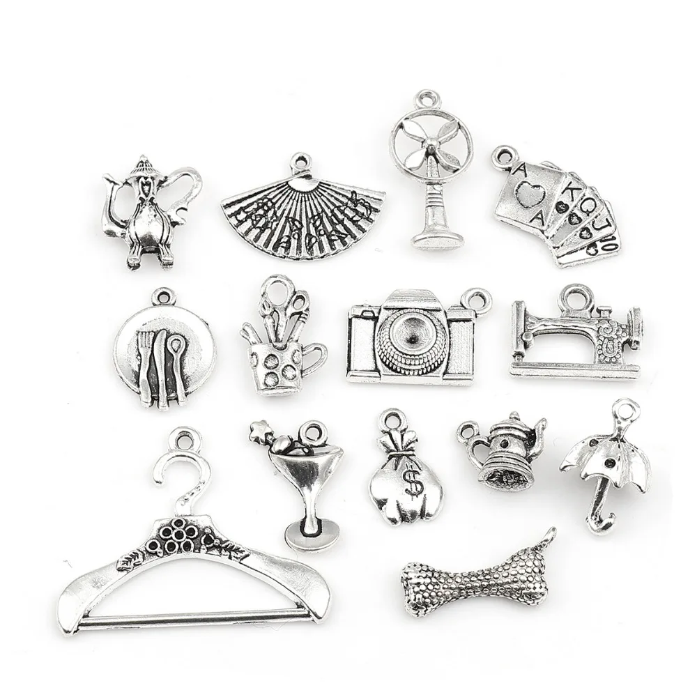 DoreenBeads модные подвески из цинкового сплава Смешанные изделия серебристого цвета