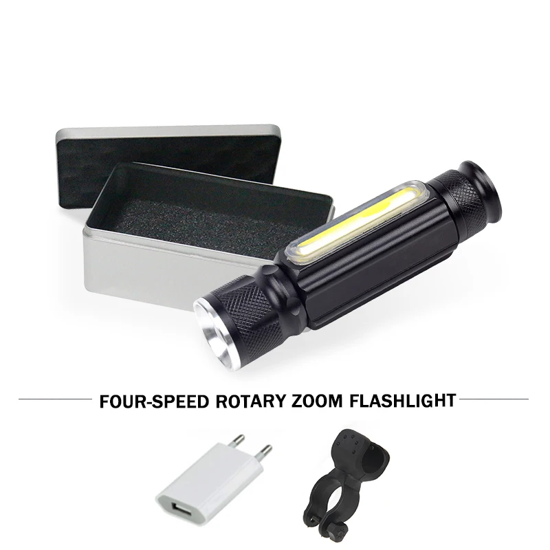usb flashlight COB Built-in battery xml t6 zoom torch waterproof linterna led zaklamp camping light with magnet | Лампы и освещение