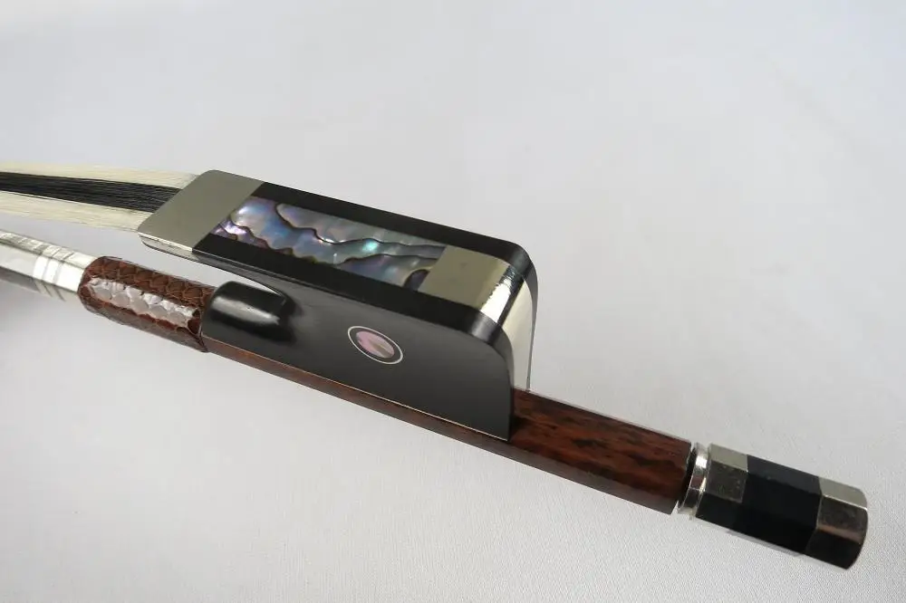 

Strong and Balance,France style snakewood 4/4 bass bow.white+black+white #7333