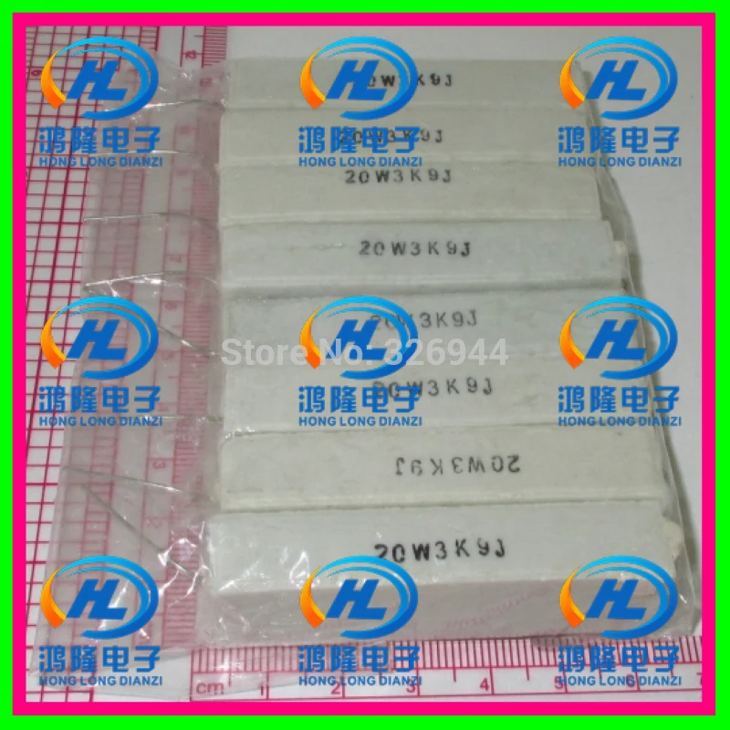 

(10pcs/lot) 20W 3.9K ohm +/-5% Horizontal cement resistor / 20W 3K9J ohm 5% Cement resistance / 20W 3.9KRJ Ceramic resistor