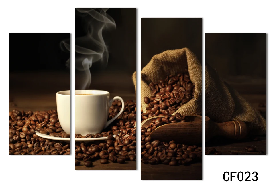 

4 Panels Modern Printed Coffee Canvas Art Painting Picture Cuadros Kitchen Home Decor Wall Art For Living Room Unframed