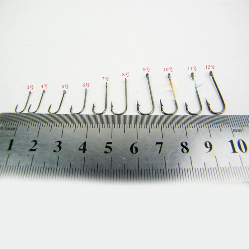 50 ⑤ упак. высокоуглеродные колючие рыболовные крючки с отверстием #3 #12 стальной