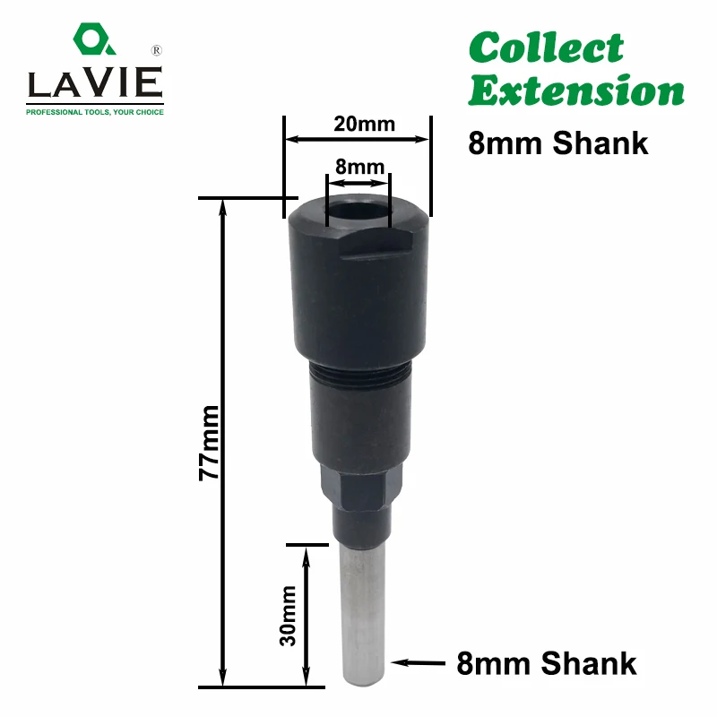 8mm Shank LAVIE 1 шт. 1/" 8 мм 12 мм 1/2" хвостовик фрезы удлинитель стержня цанговый гравировальный станок удлинитель фрезы для дерева MC04003 - Длина режущей кромки: 8mm Shank