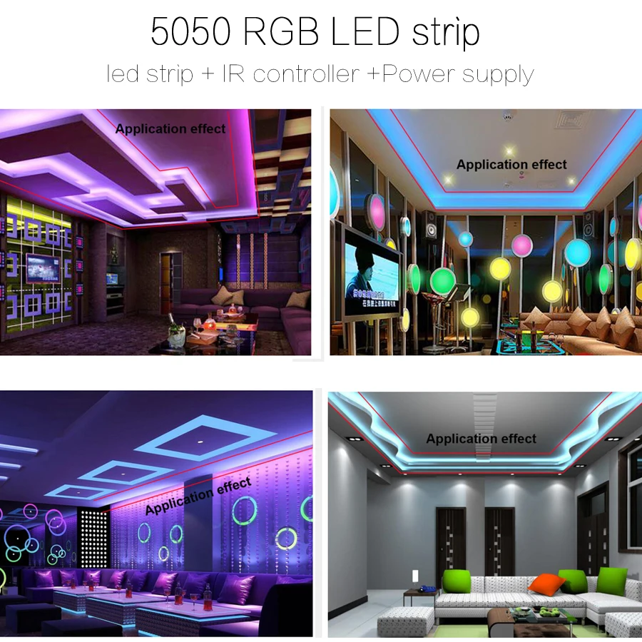 Светодиодные ленты с сигналами "красный-зеленый-синий 5050 SMD 5 M RGB Водонепроницаемый RGB Светодиодные полосы света светодиодный гибкая лента+ ИК-пульт дистанционного управления+ лампы Питание