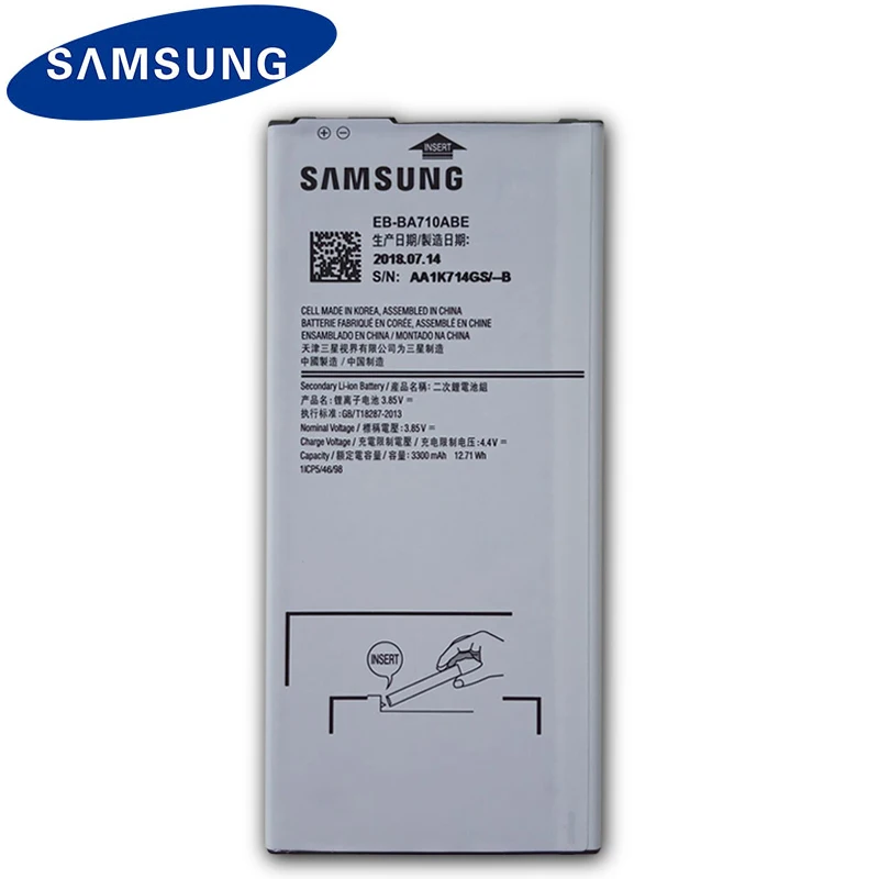 Samsung телефон батарея EB-BA710ABE для samsung GALAXY A7 A7100 A7109 A710 A710F Замена батареи 3300 мАч