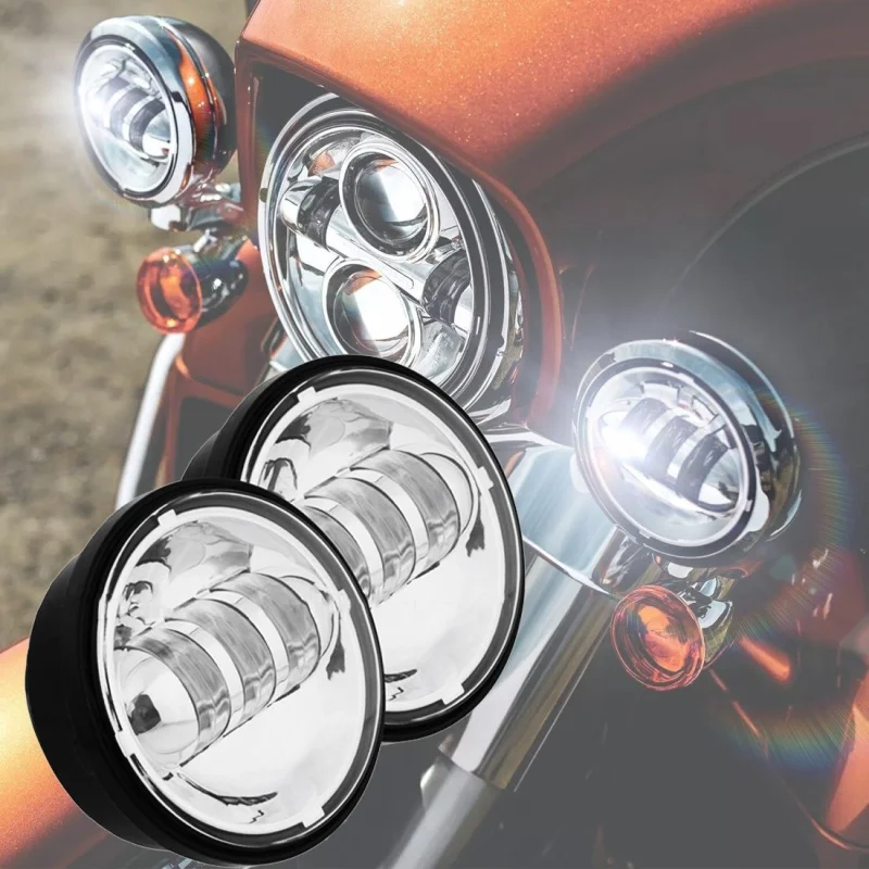 

FADUIES 2PSC Chrome 4.5 inch LED Passing Light LED fog Lamps for Harley- Motorcycles FLHTCU Ultra Classic Electra Glide