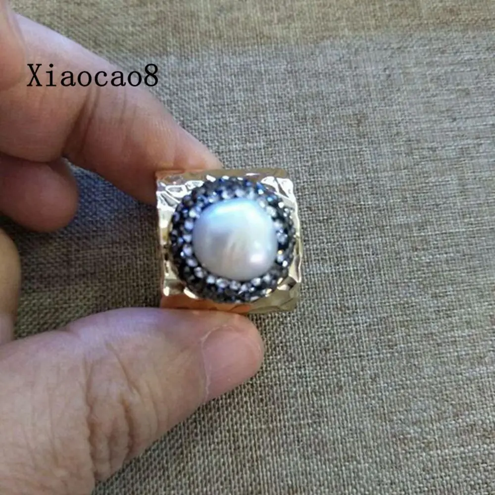 Женское кольцо с натуральным жемчугом модное широкое унисекс 5 шт.|fashion rings for