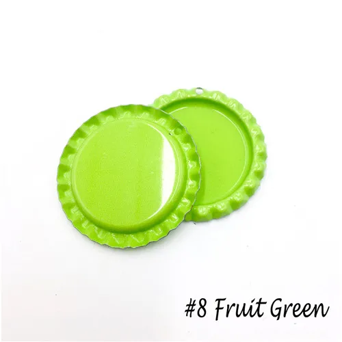 8-Fruitgreen 20 шт./лот, с отверстием внутри, цветная Круглая Плоская бутылочная шапочка для поделок, бант для волос, украшение для волос, ожерелье с бантом, аксессуары для ювелирных изделий - Цвет: 8-Fruitgreen