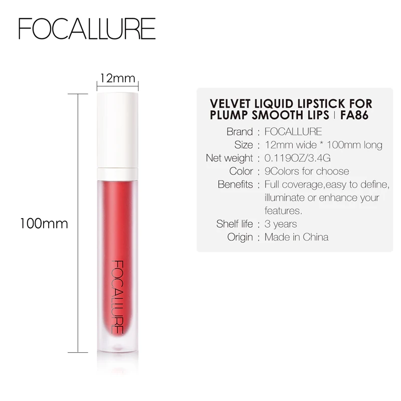 FOCALLURE Новое поступление красная бархатная Матовая жидкая губная помада