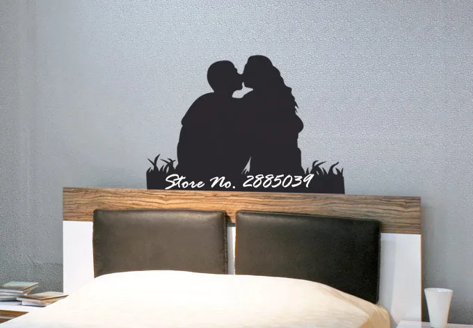 Kissing Couple Girl Women Bedroom Wall Sticker Vinyl DIY Self-Adhesive High Quality Mural Vinilos Paredes Romantic Decor LA229 | Дом и сад