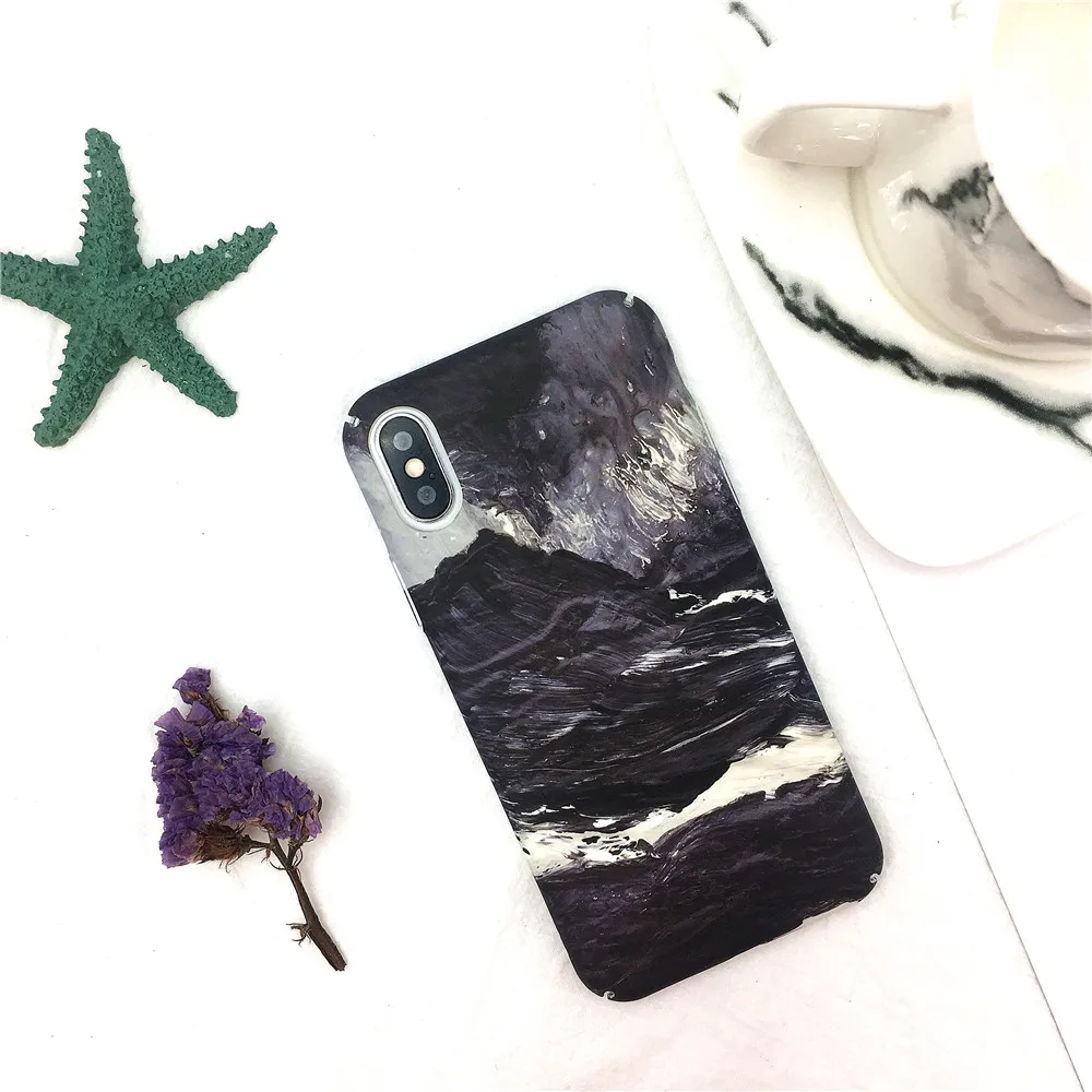 Marble Case For iPhone 7 8 Plus Phone Cases Luxury Hard Cover IMD Full Protective Film X 6 6s Fundas |
