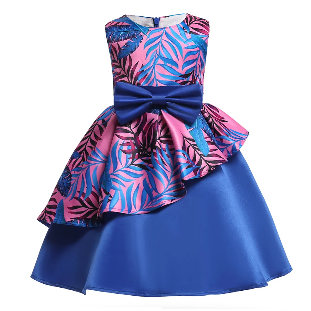 Pretty Girls Flower Evening Dress for Girls Wedding Party Dresses Kids Princess Christmas Dress Children Girls Stain Clothing - Цвет: Blue