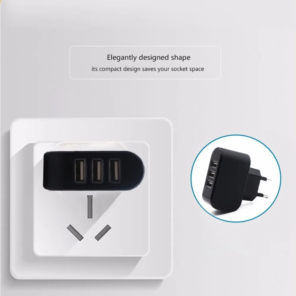 3 USB зарядное устройство адаптер порты, для мобильных телефонов зарядное устройство розетка ЕС/США вилка Смарт многопортовый USB зарядное устройство с адаптером для путешествий