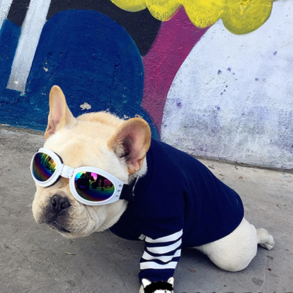 Pet Dog регулируемые УФ солнцезащитные очки белый глаз-одежда костюм складные