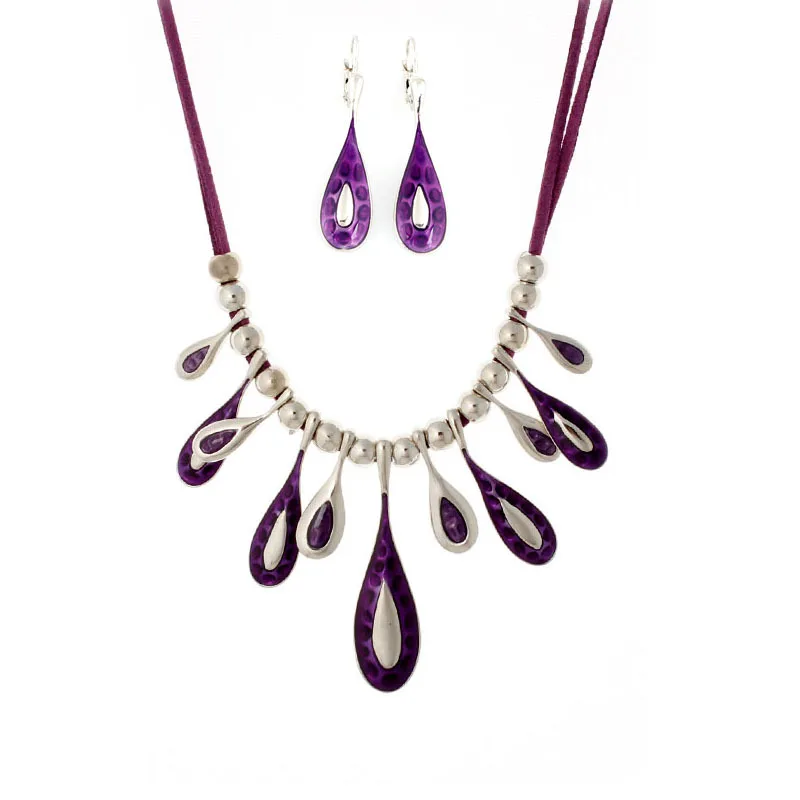 Комплект из колье и серёг с эмалью | Украшения аксессуары