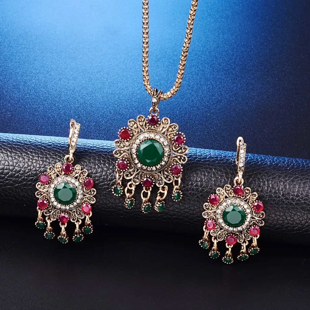 Модные Этнические турецкие Ювелирные наборы для женщин винтажные свадебные с