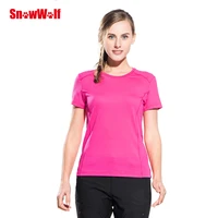 snowwolf women outdoor quick dry breathable stretch t shirt woman sport shirt running camping exercises short sleeve tops