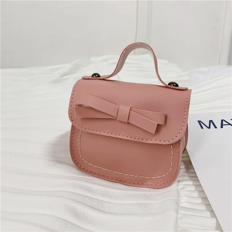 pink Милый детский мини-кошелек для монет маленькая девочка маленький нулевой кошелек сумка с бантиком для малышей кошельки для денег детские сумки через плечо подарок - Цвет: pink