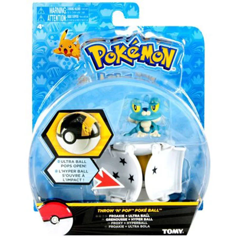 with box TAKARA TOMY Покемон мультфильм Pika Chespin Fennekin Froakie фигурки с мячом фигура аниме коллекции детские игрушки подарки - Цвет: with box