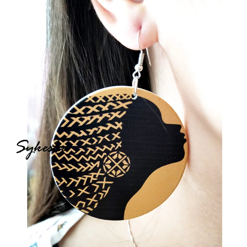 

2019 5pairs/lot Wholesales Sexy African Kissing Girl Wooden Earrings Wood Drop Shipping