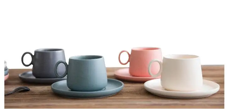 Простая кофейная чашка и блюдце набор Матовая Coffee Cup завтрак молоко чашки