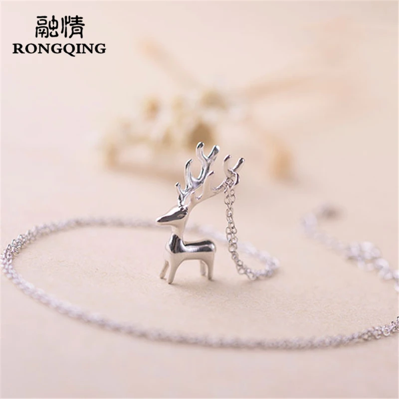 RONGQING 4 шт./лот посеребренное ожерелье с подвеской в виде лося Lucy Elk Deer King колье для